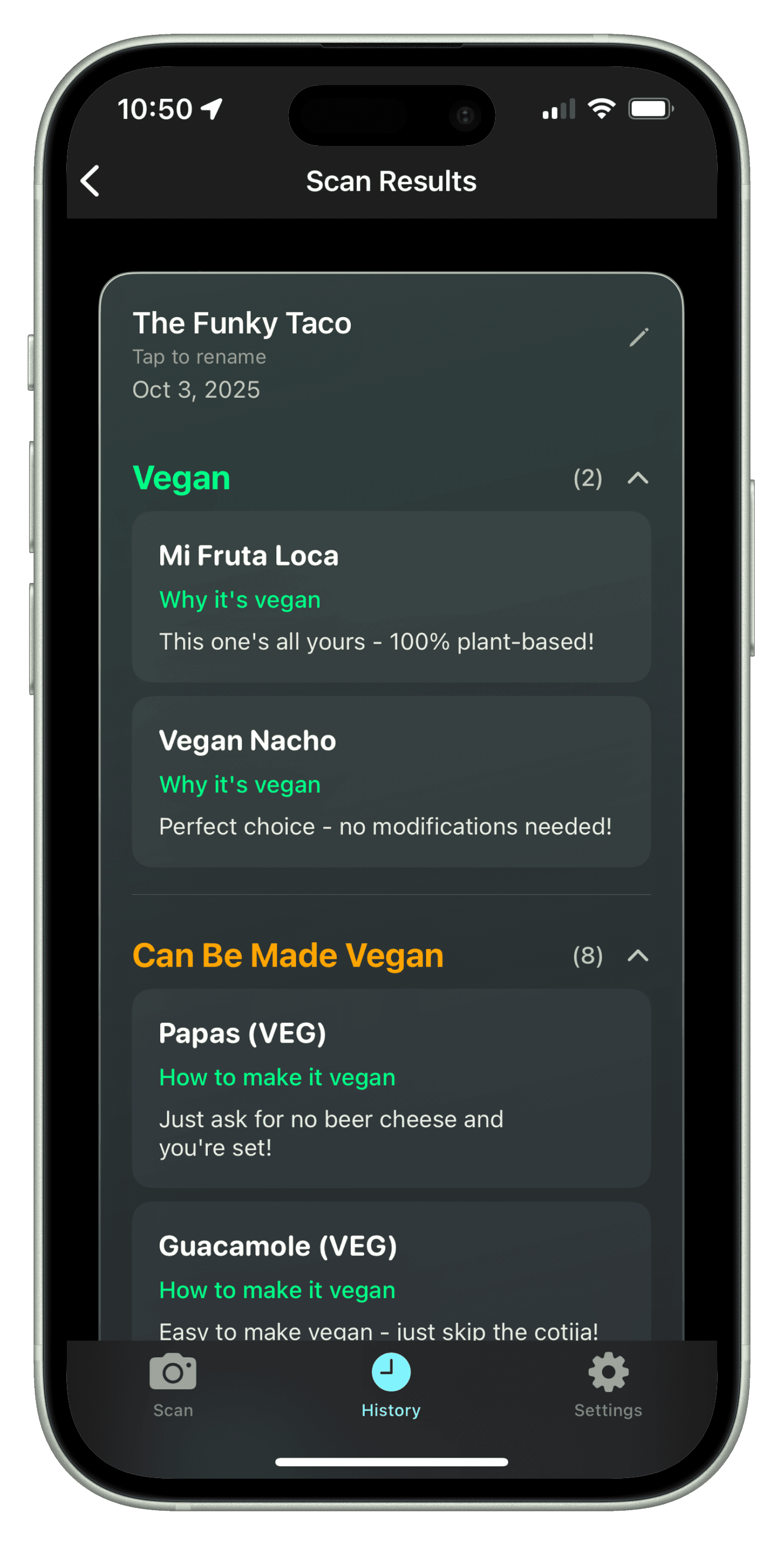 Clear vegan insights - see what's vegan, can be made vegan, or not vegan